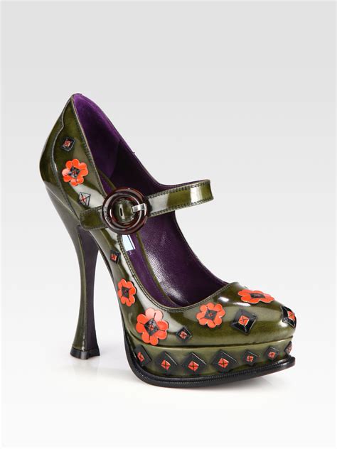 prada shoes floral heels|mary jane Prada shoes.